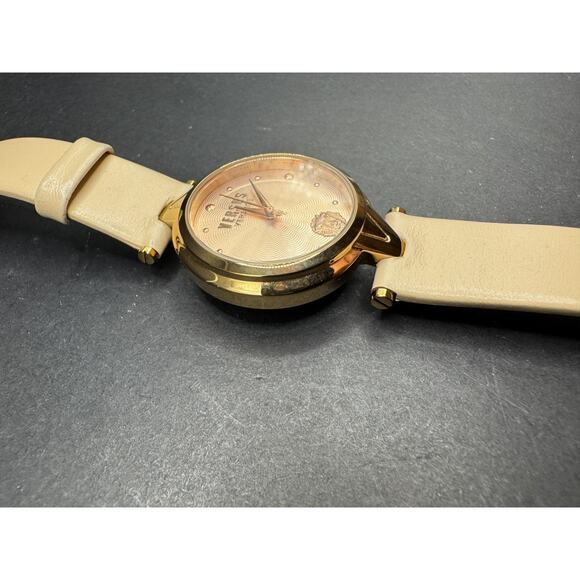 Versus by Versace SCI130016 Textured Dial Gold Tone Leather Strap Watch Working main image 10